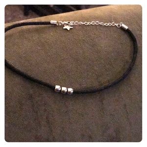 Black choker with silver beads